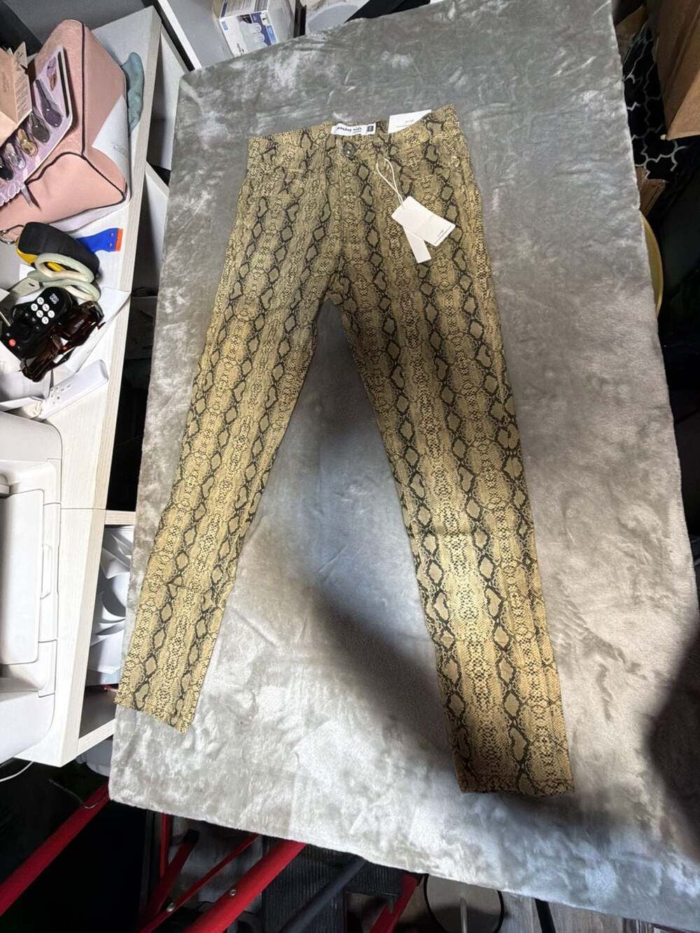 Monkey Ride Jeans MPI332 Yellow Snake Print Skinny Jeans Size 5 NWT